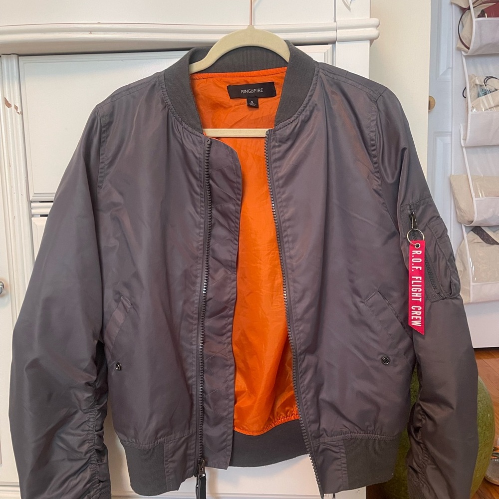 Ring of Fire Men’s Nylon Bomber Flight Jacket